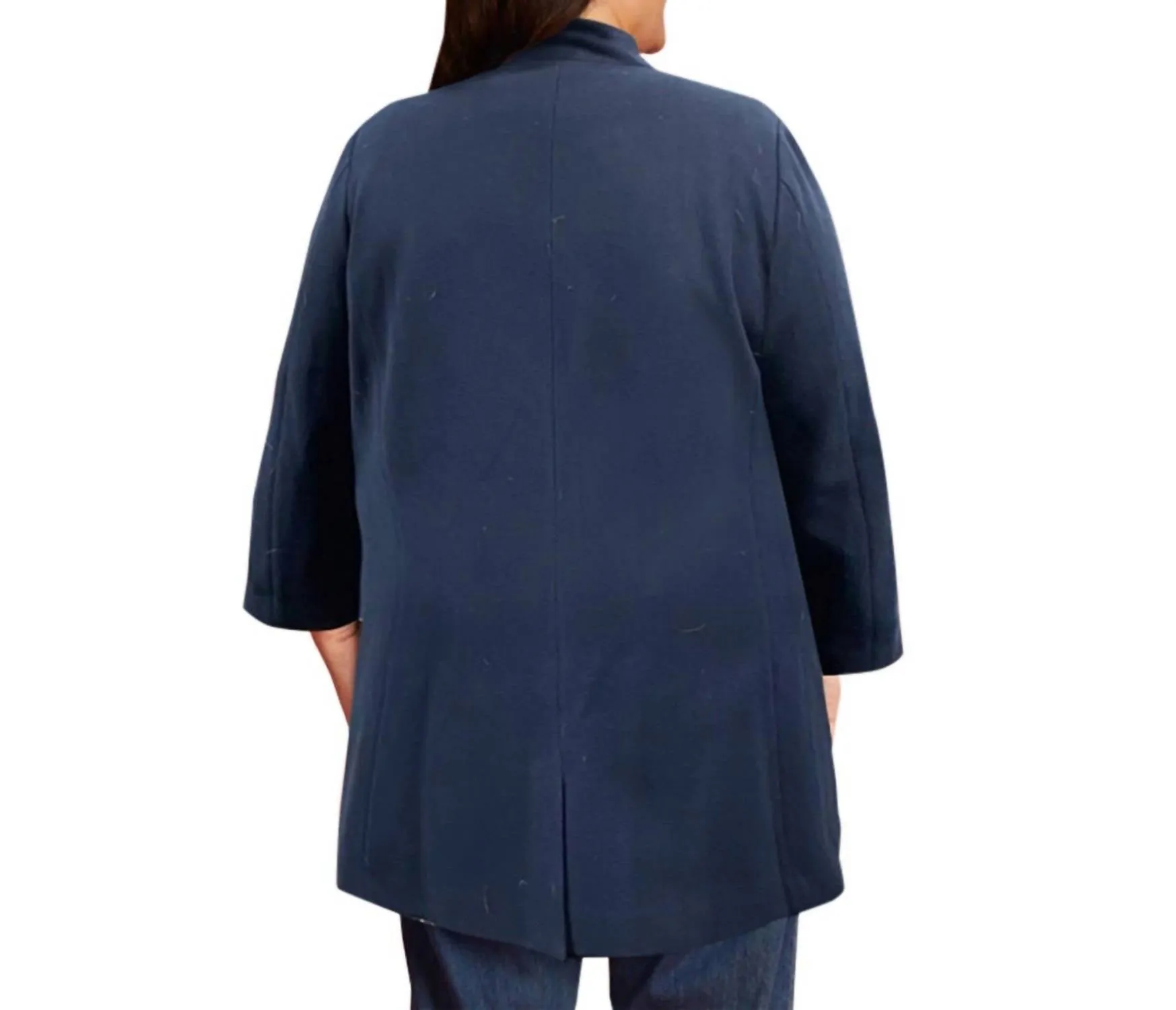 Long Sleeve Peacoat - Plus Size In Navy