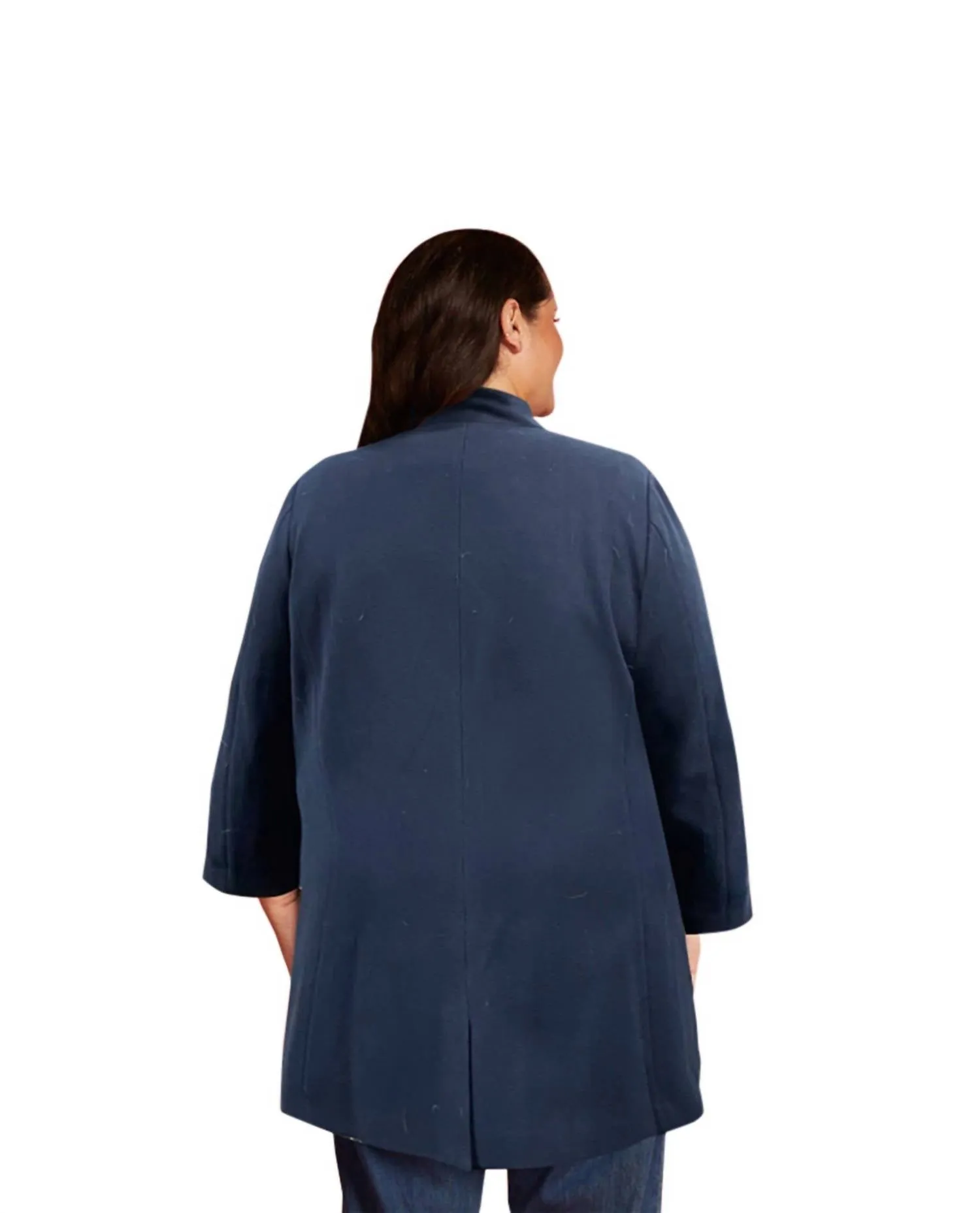 Long Sleeve Peacoat - Plus Size In Navy