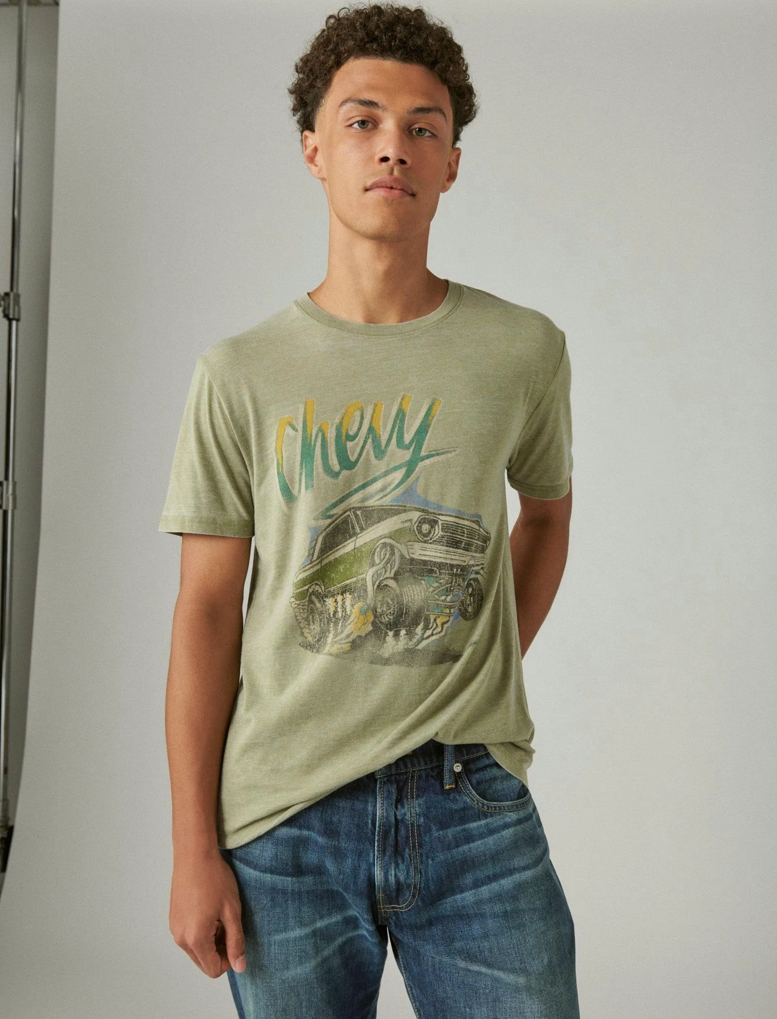 Lucky Brand Chevy Muscle Graphic Tee Mosstone Lucky Brand