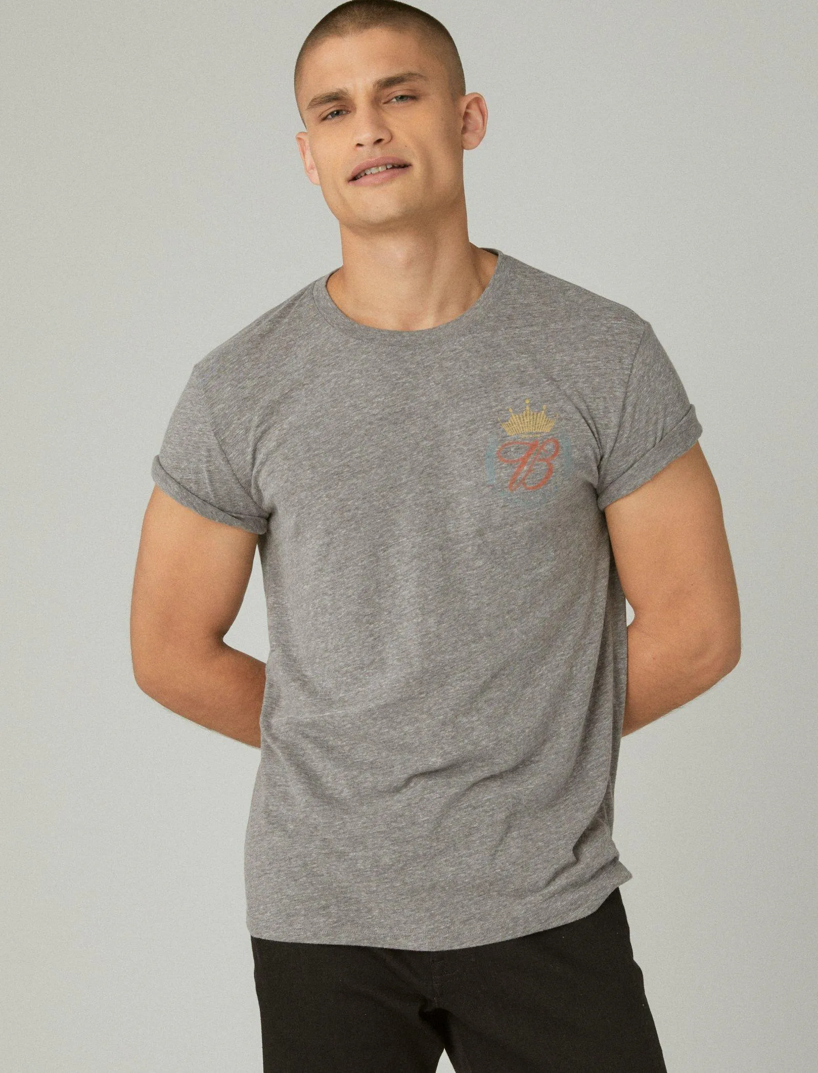 Lucky Brand Crown Budweiser Graphic Tee Charcoal Heather Gre Lucky Brand