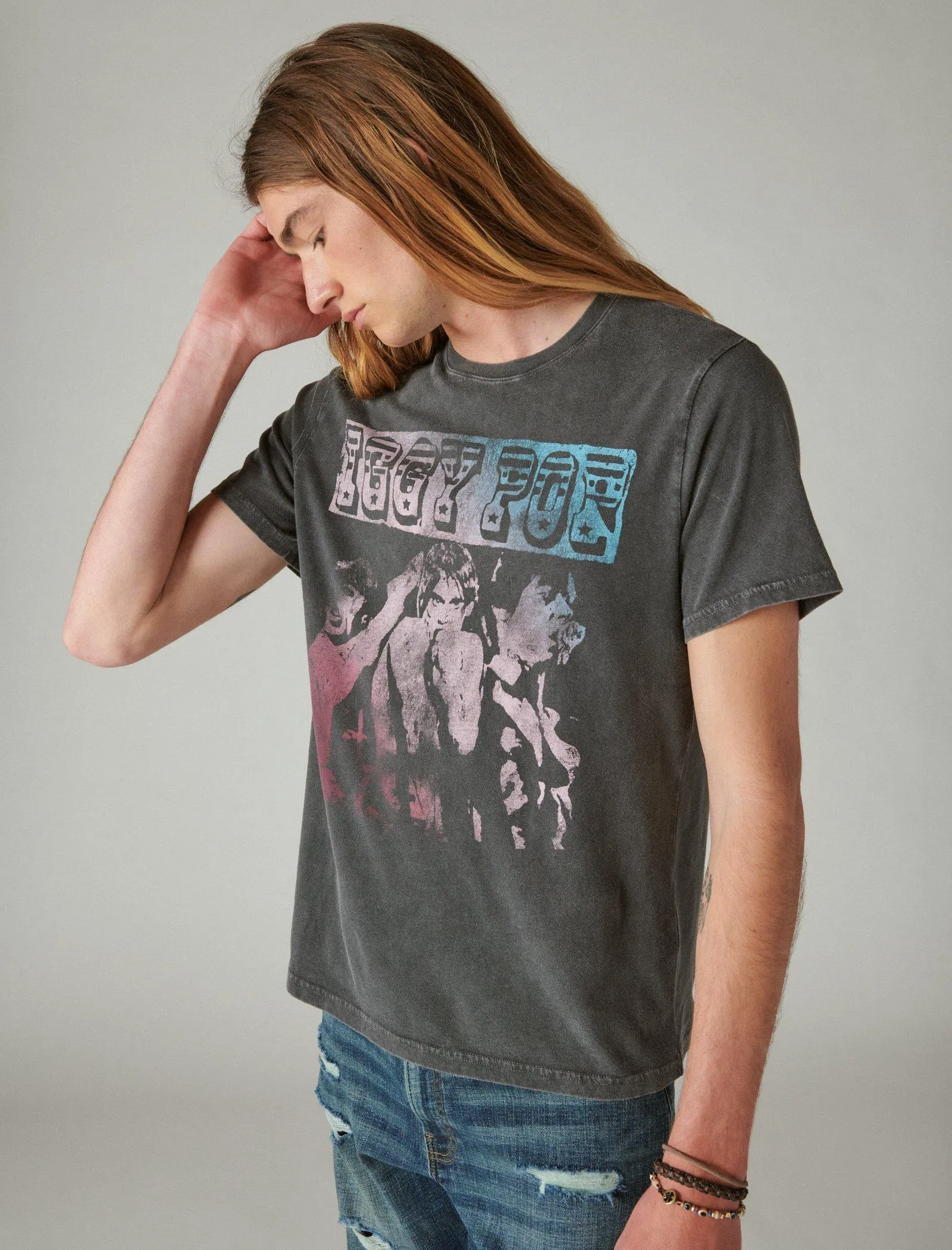 Lucky Brand Iggy Pop Poster Tee Jet Black Lucky Brand