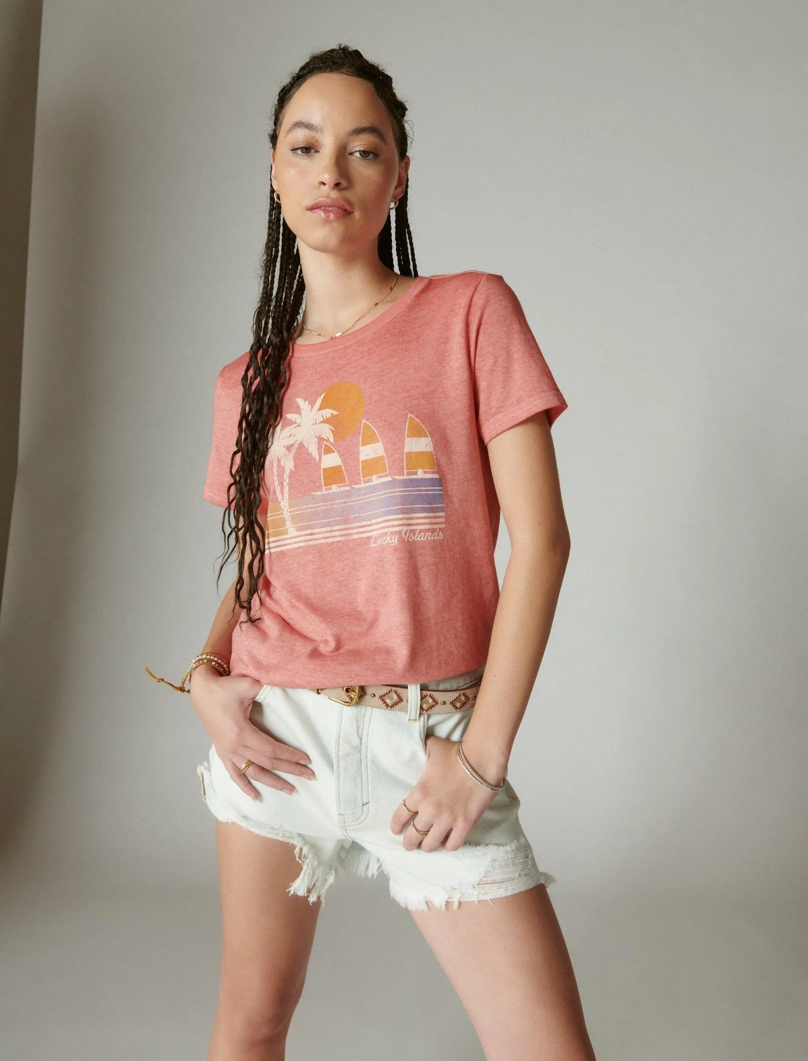 Lucky Brand Lucky Islands Classic Crew Spiced Coral Lucky Brand