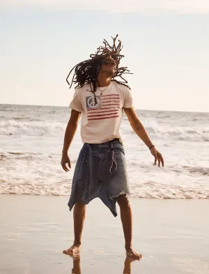 Lucky Brand Peace Flag Tee Blanc De Blanc Lucky Brand