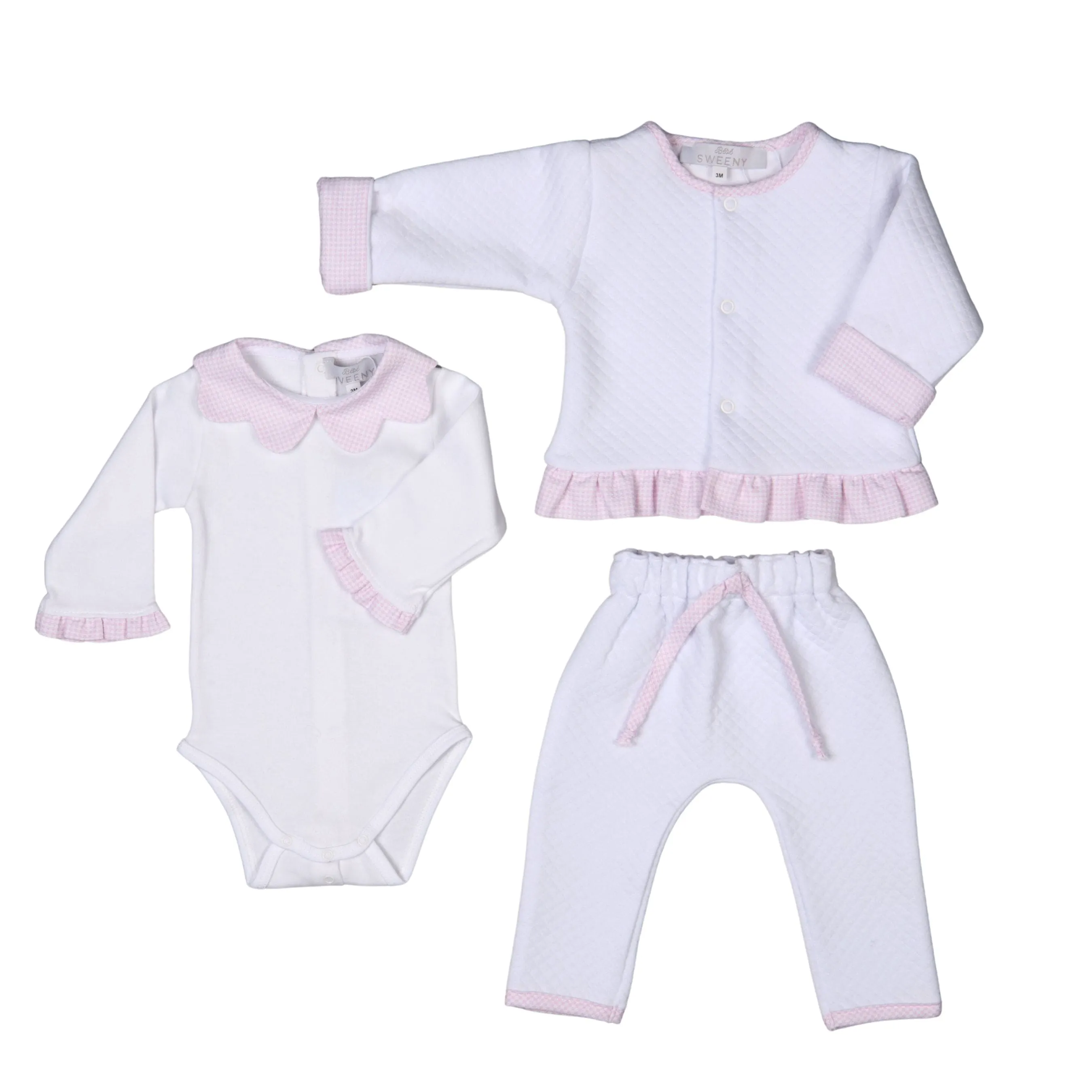 Lucy | Girls White Quilted Cotton Jacket Set (3) Babykids_Bebe-Sweeny