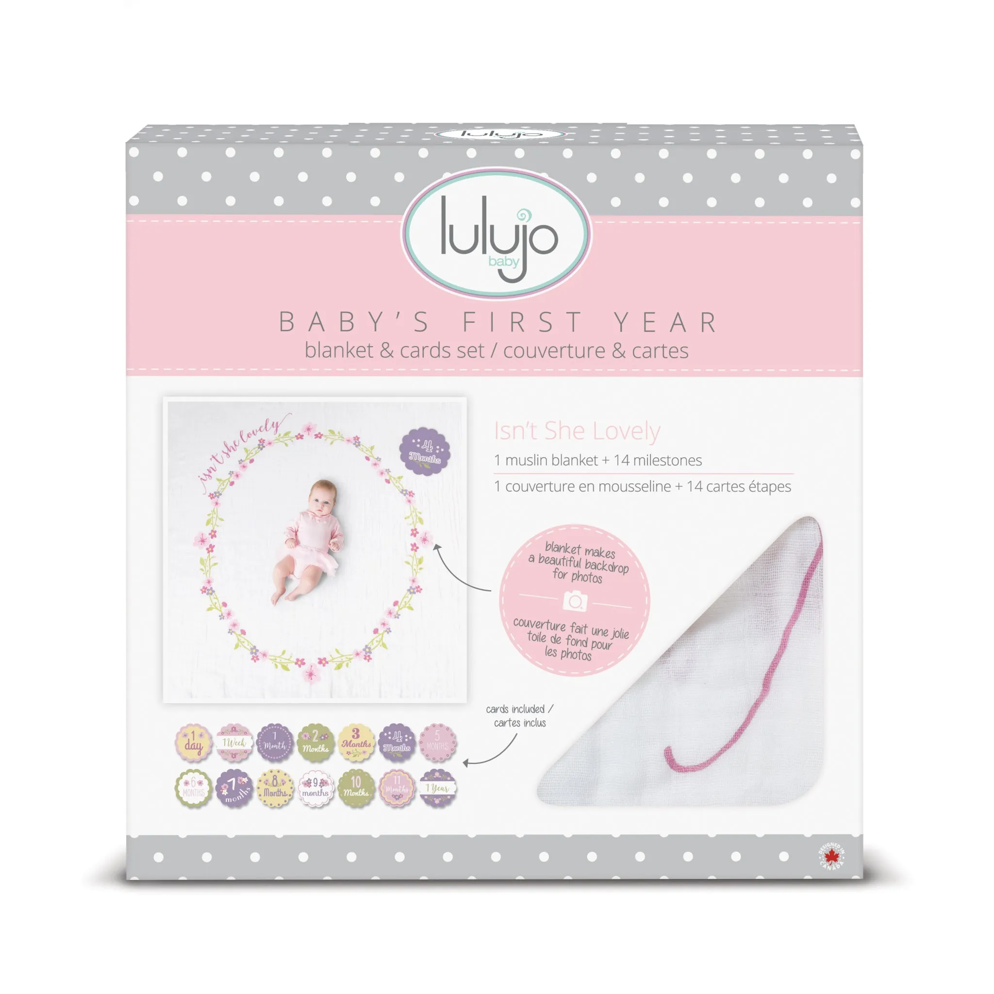 Lulujo Baby's First Year Blanket and Cards Set -  Isn't She Lovely