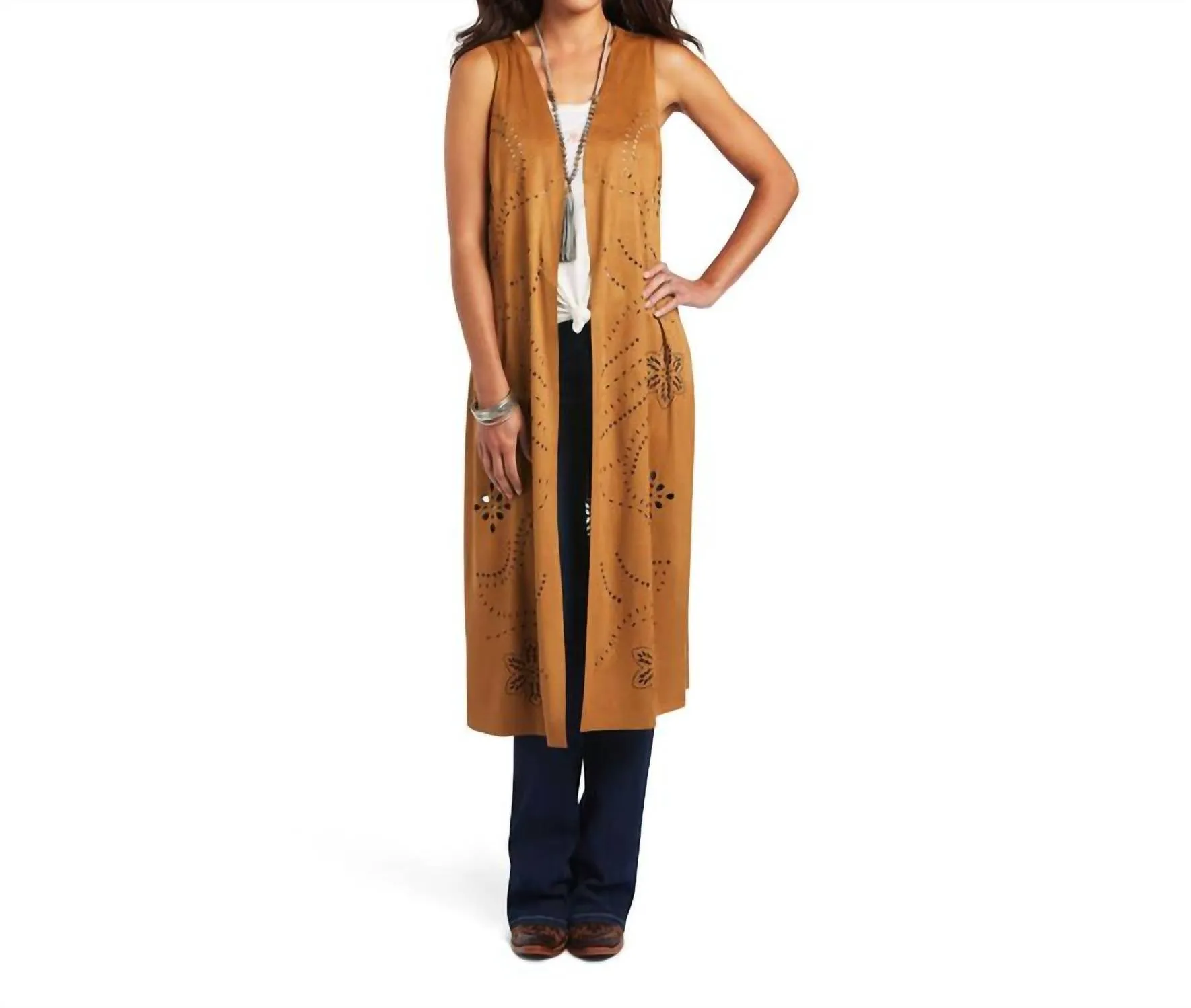 Magdalena Suede Vest In Tan