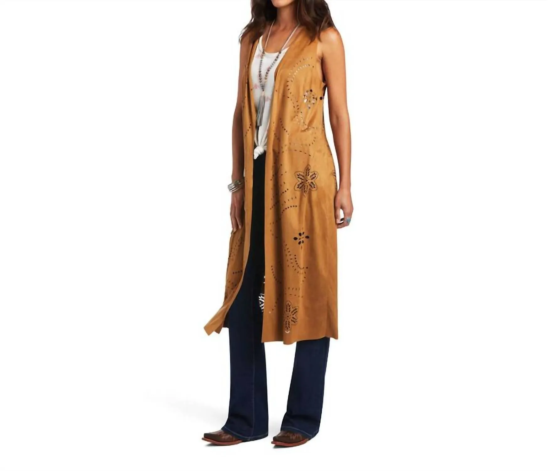 Magdalena Suede Vest In Tan