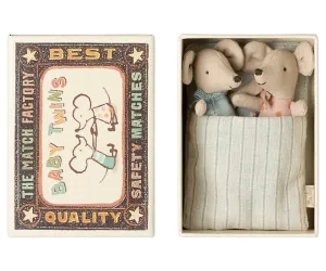 Maileg: Twins, Baby Mice in a Matchbox