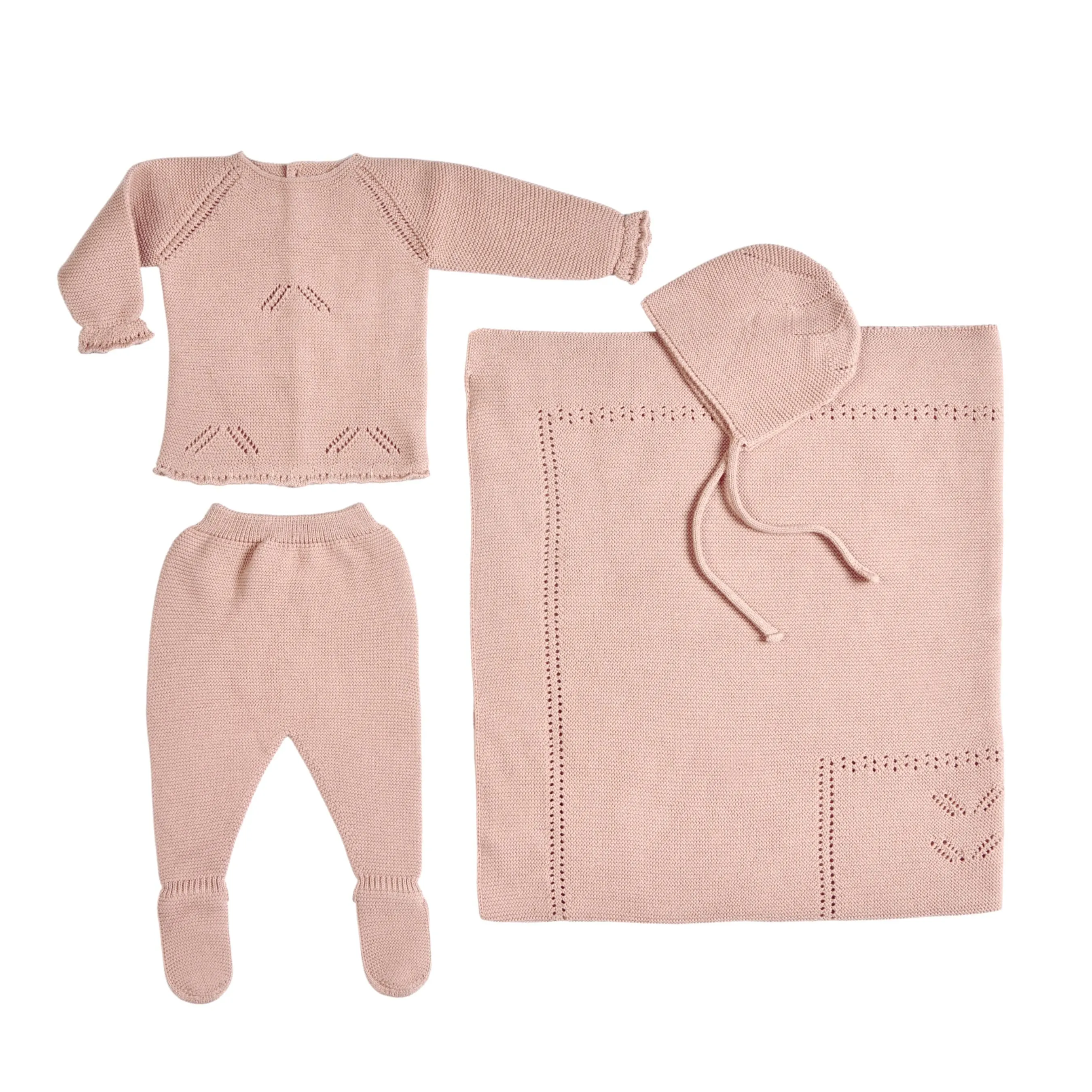 Meli | Baby Girls Dusty Rose Layette Set (4) Babykids_Bebe-Sweeny