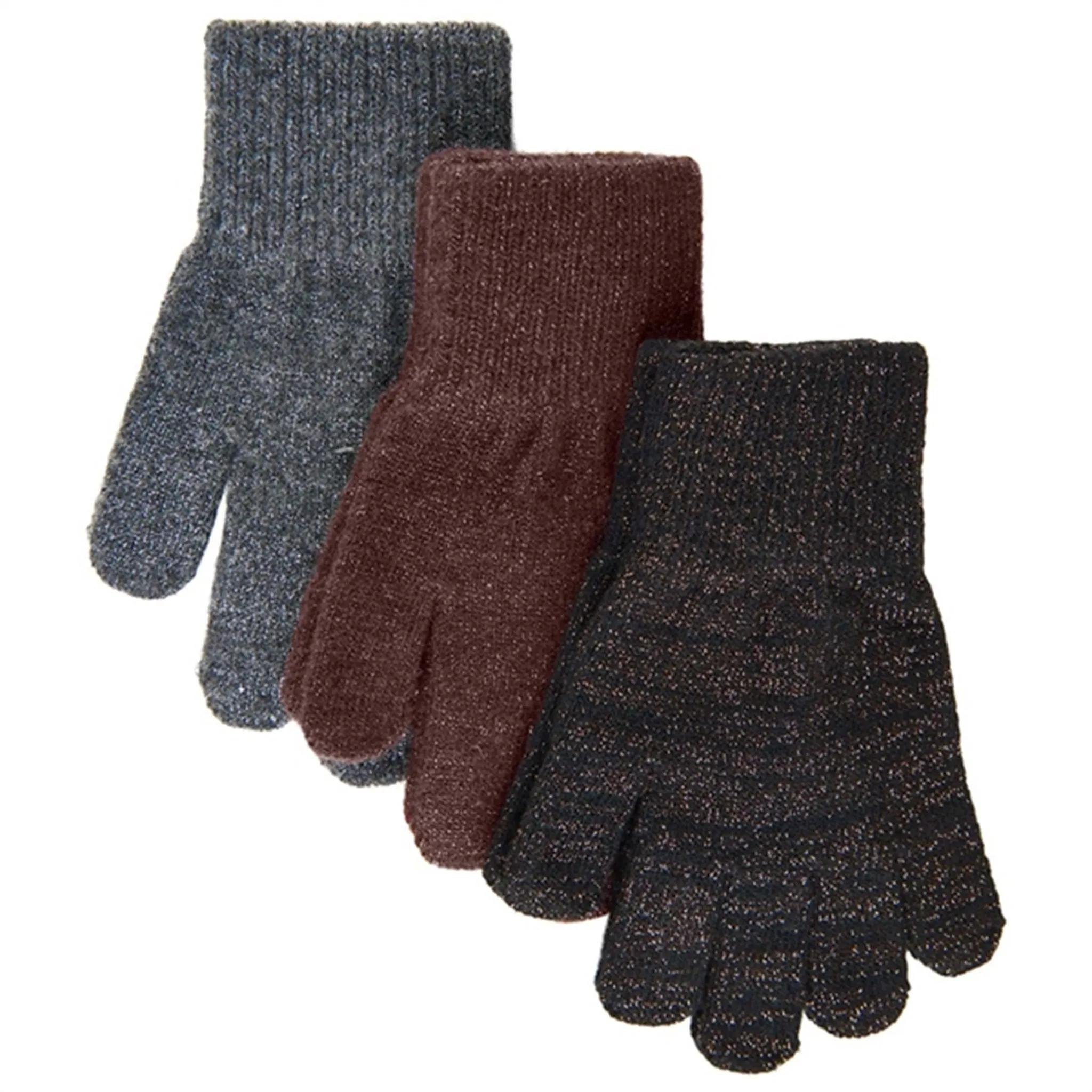 Mikk-Line Magic Gloves 3-pack Dark Mink-Black-Antrazite Babykids_Mikk-Line
