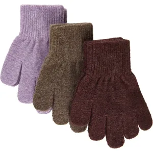 Mikk-Line Magic Gloves 3-pack Dark Mink-Slate Black-Chalk Violet Babykids_Mikk-Line