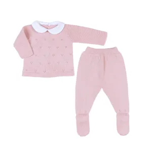 Milou | Girls Pink Cotton Knit 2 Piece Babygrow Set Babykids_Bebe-Sweeny