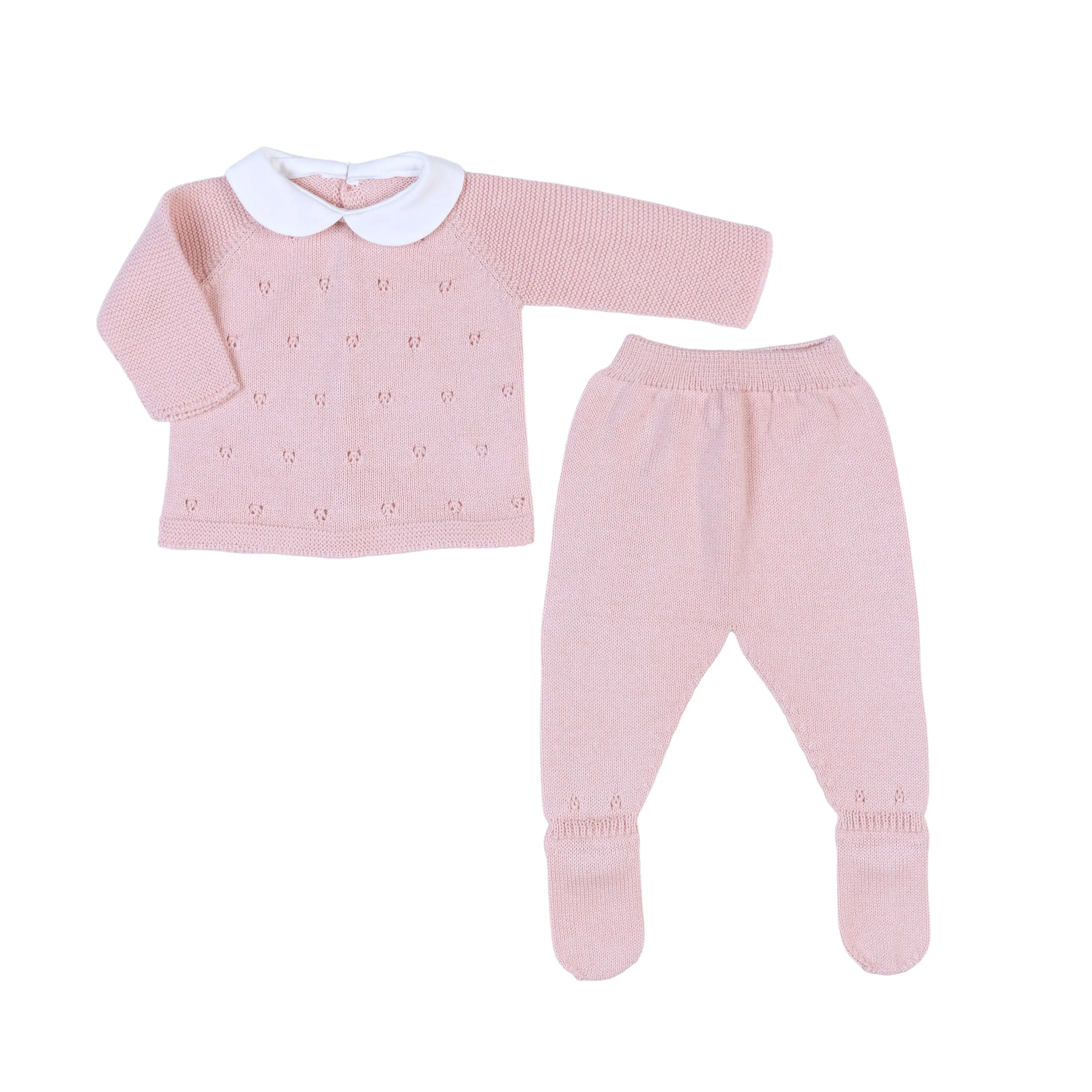 Milou | Girls Pink Cotton Knit 2 Piece Babygrow Set Babykids_Bebe-Sweeny