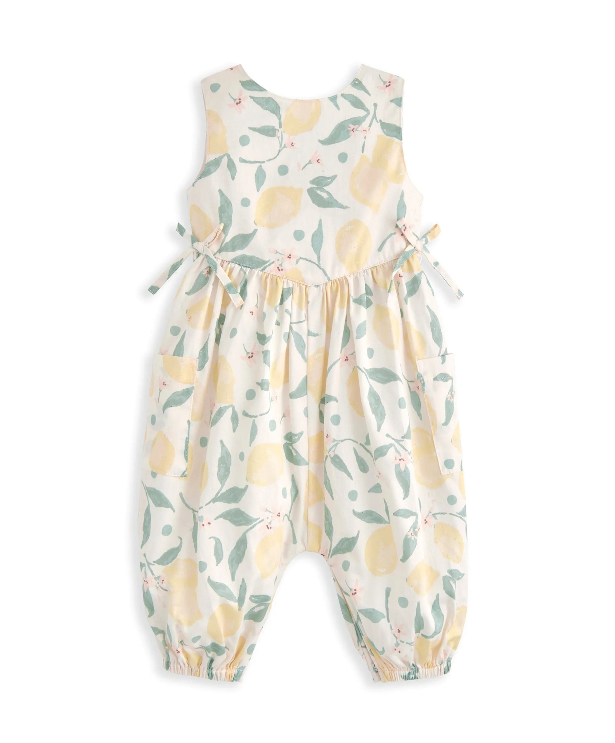 Mock Bow Romper - Lemon Print