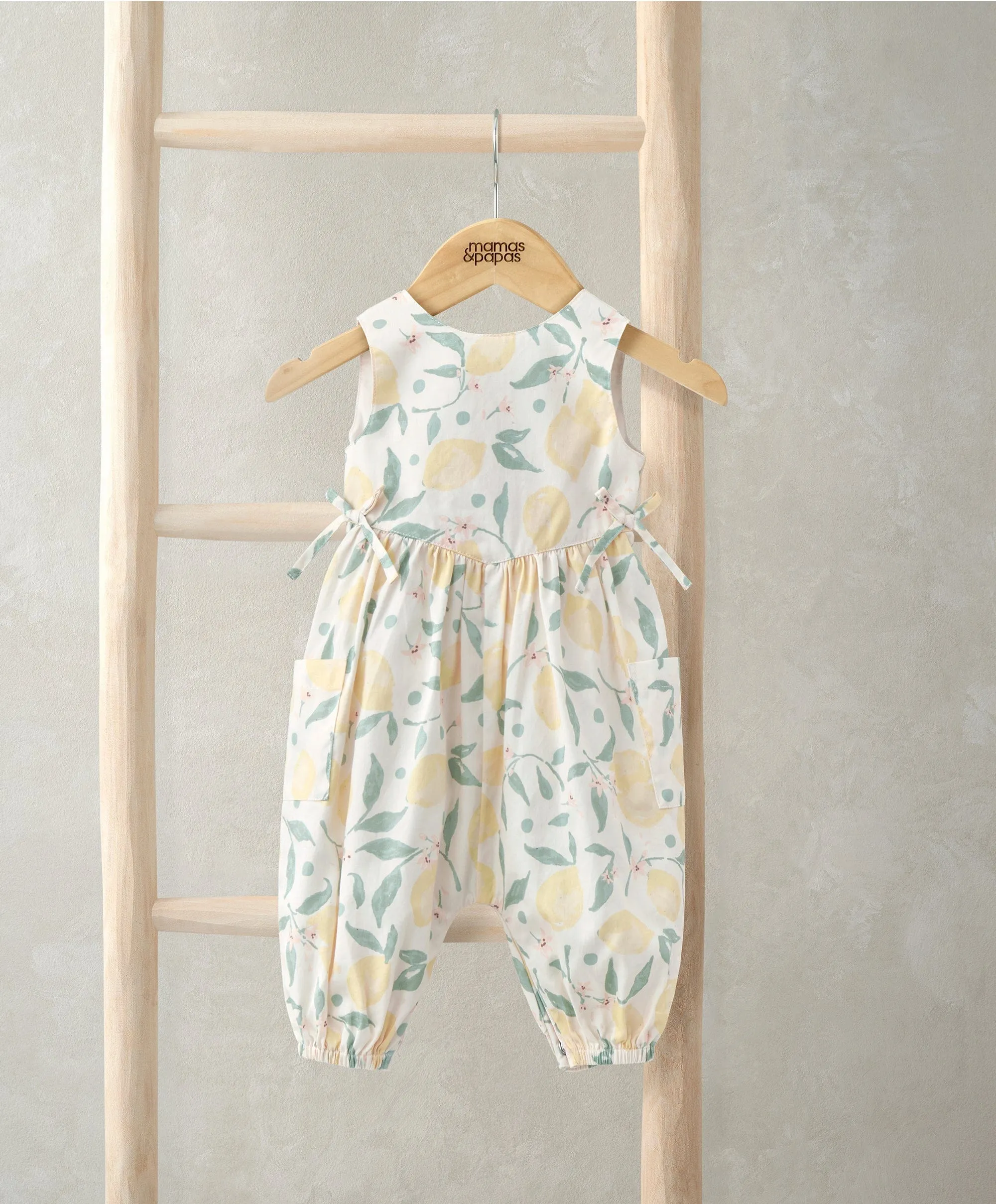 Mock Bow Romper - Lemon Print
