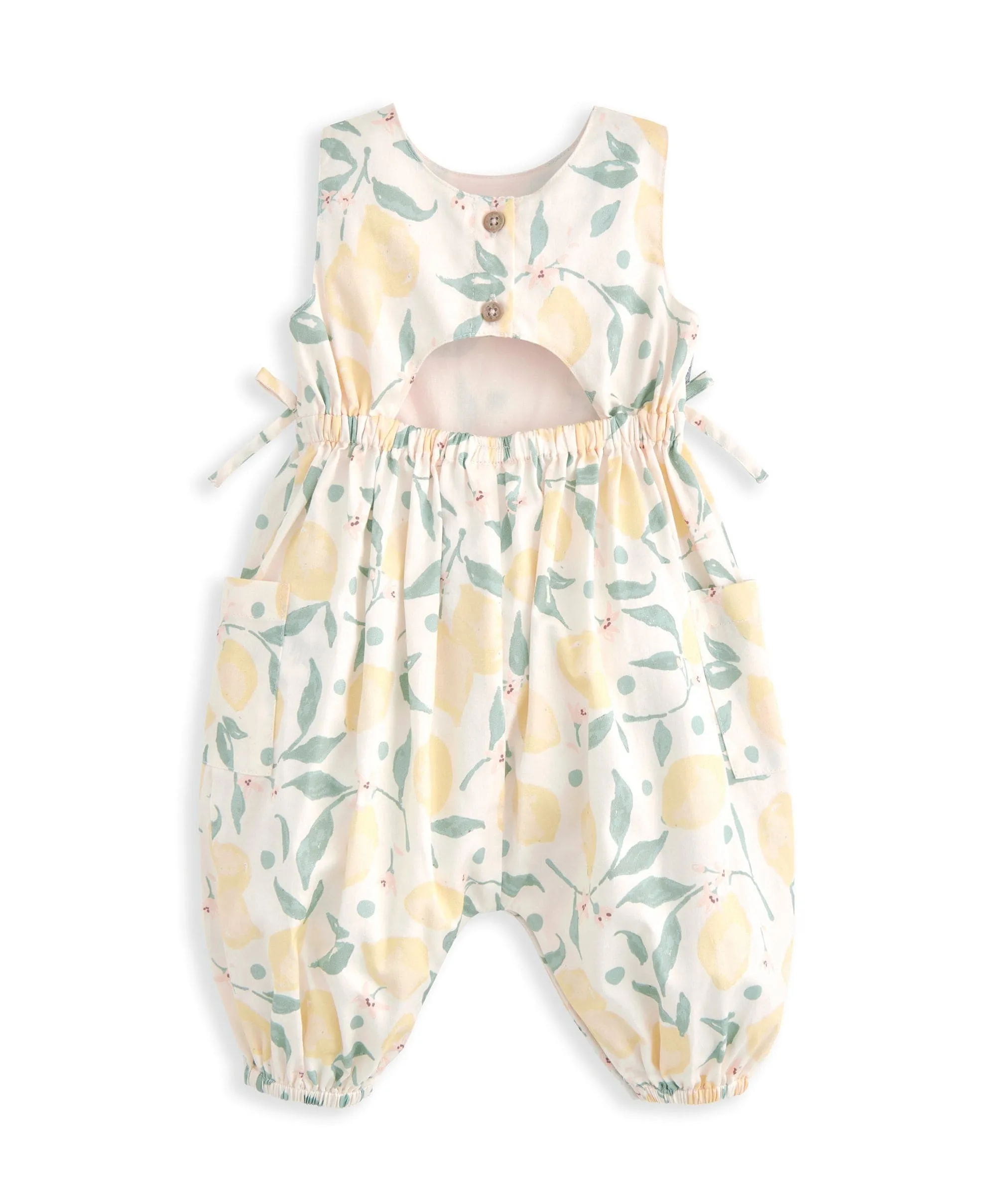 Mock Bow Romper - Lemon Print