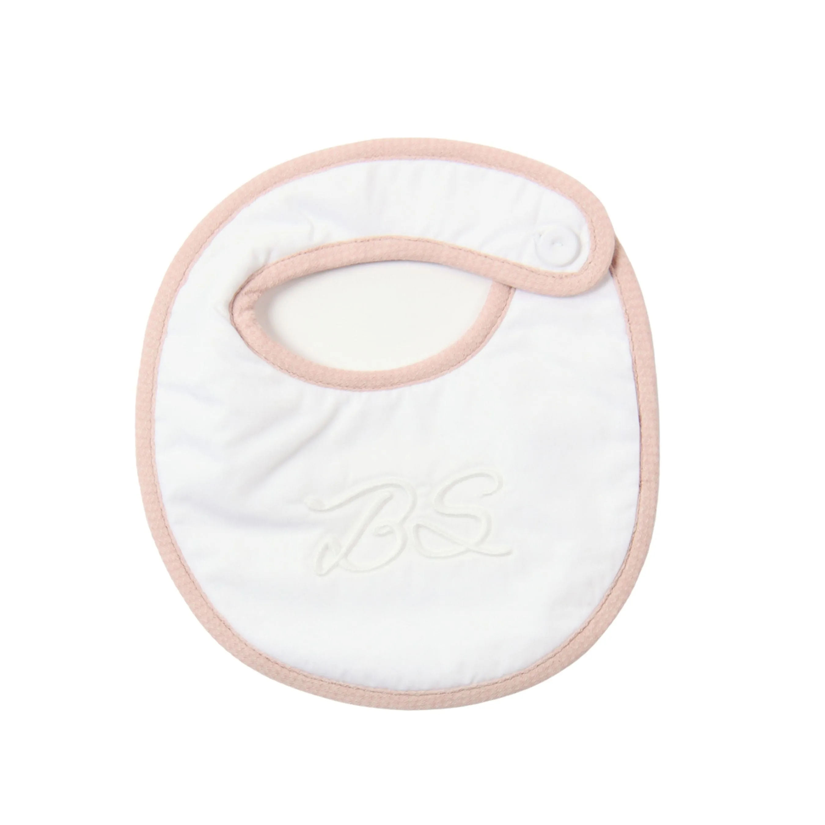 Mon Beau Trousseau | Girls White & Dusty Rose Cotton Bib Babykids_Bebe-Sweeny