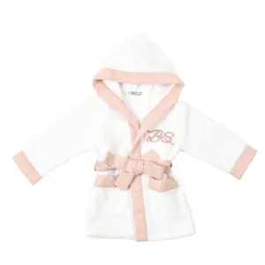 Mon Beau Trousseau | Girls White & Dusty Rose Personalised Bathrobe Babykids_Bebe-Sweeny