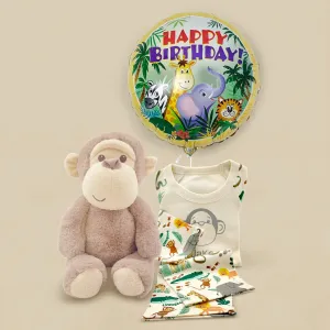 Morris Monkey's Jungle Balloon and Personalised Pyjamas Birthday Gift Set