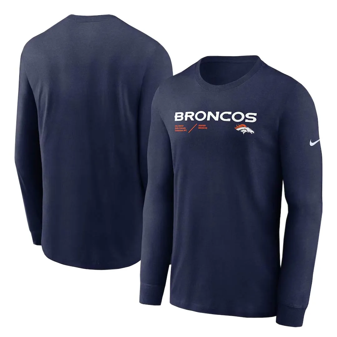 NFL - Men's Denver Broncos Infograph Lock Up Performance Long Sleeve T-Shirt (NS27 41S 8W 7HU)