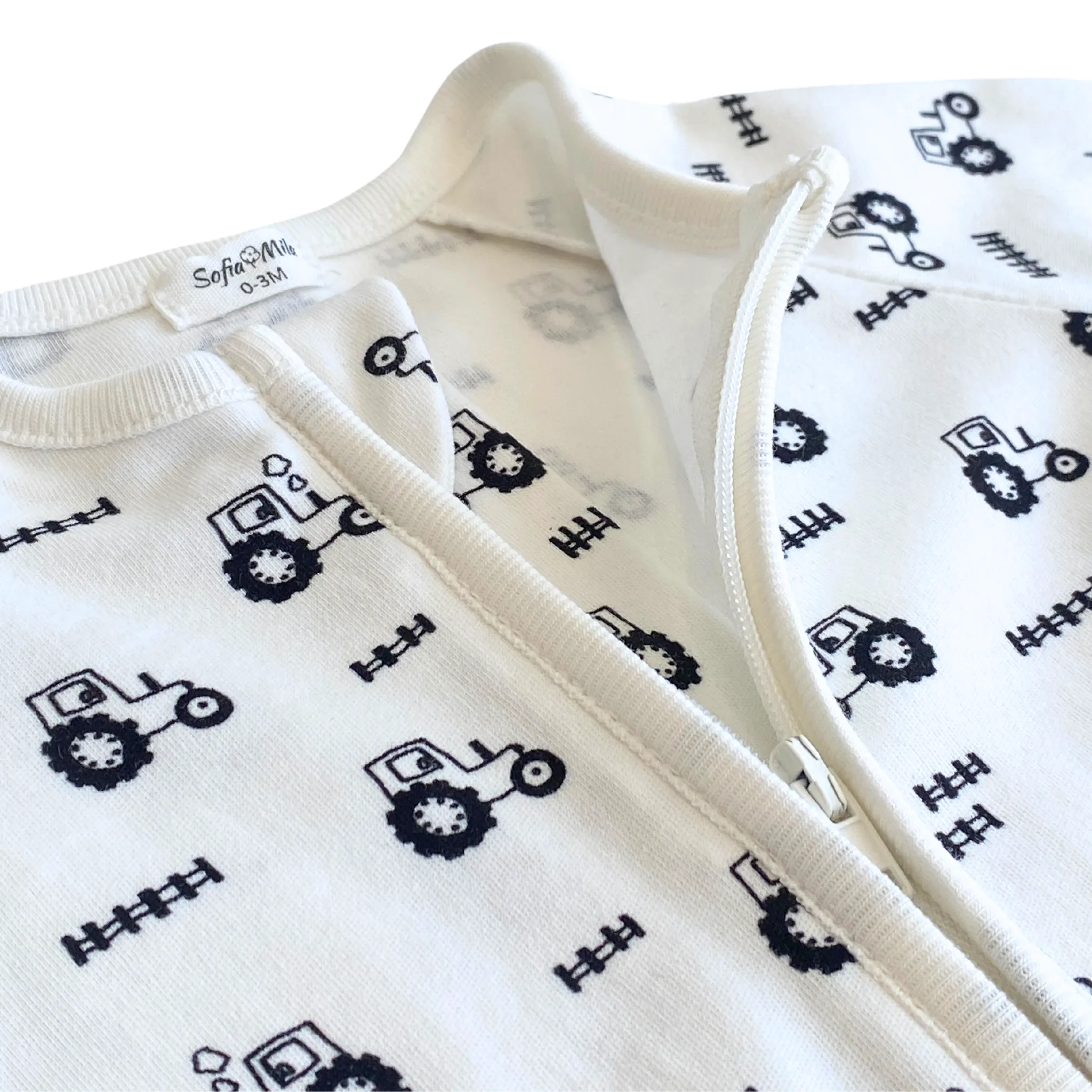 Organic Cotton Convertible Pajama With Tractors