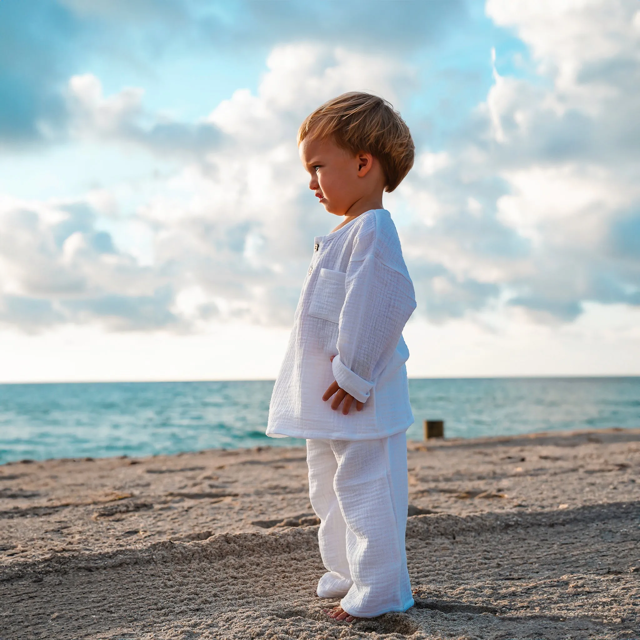 Organic Cotton Muslin Long Sleeve Top and Bottom Set