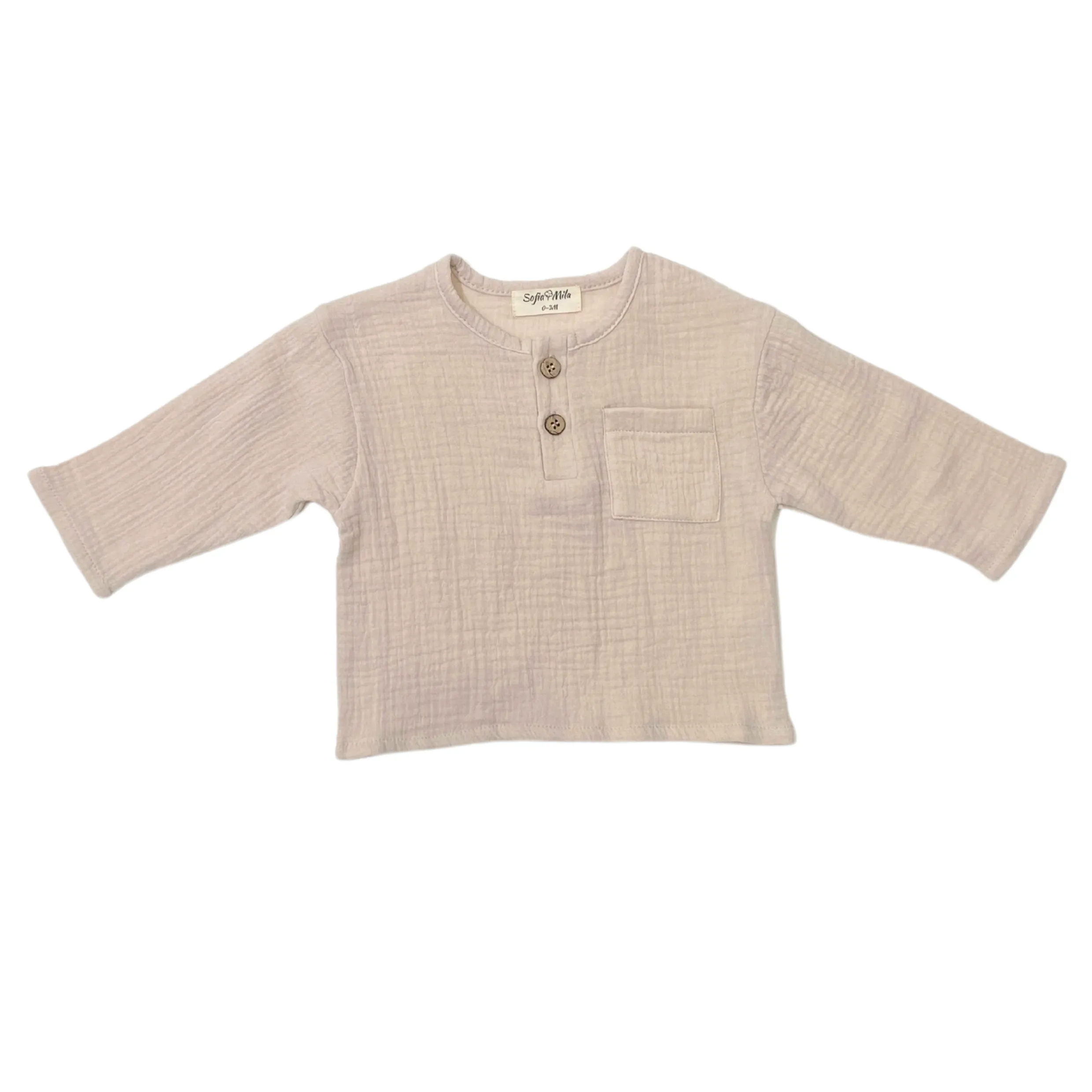 Organic Cotton Muslin Long Sleeve Top and Bottom Set