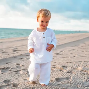 Organic Cotton Muslin Long Sleeve Top and Bottom Set