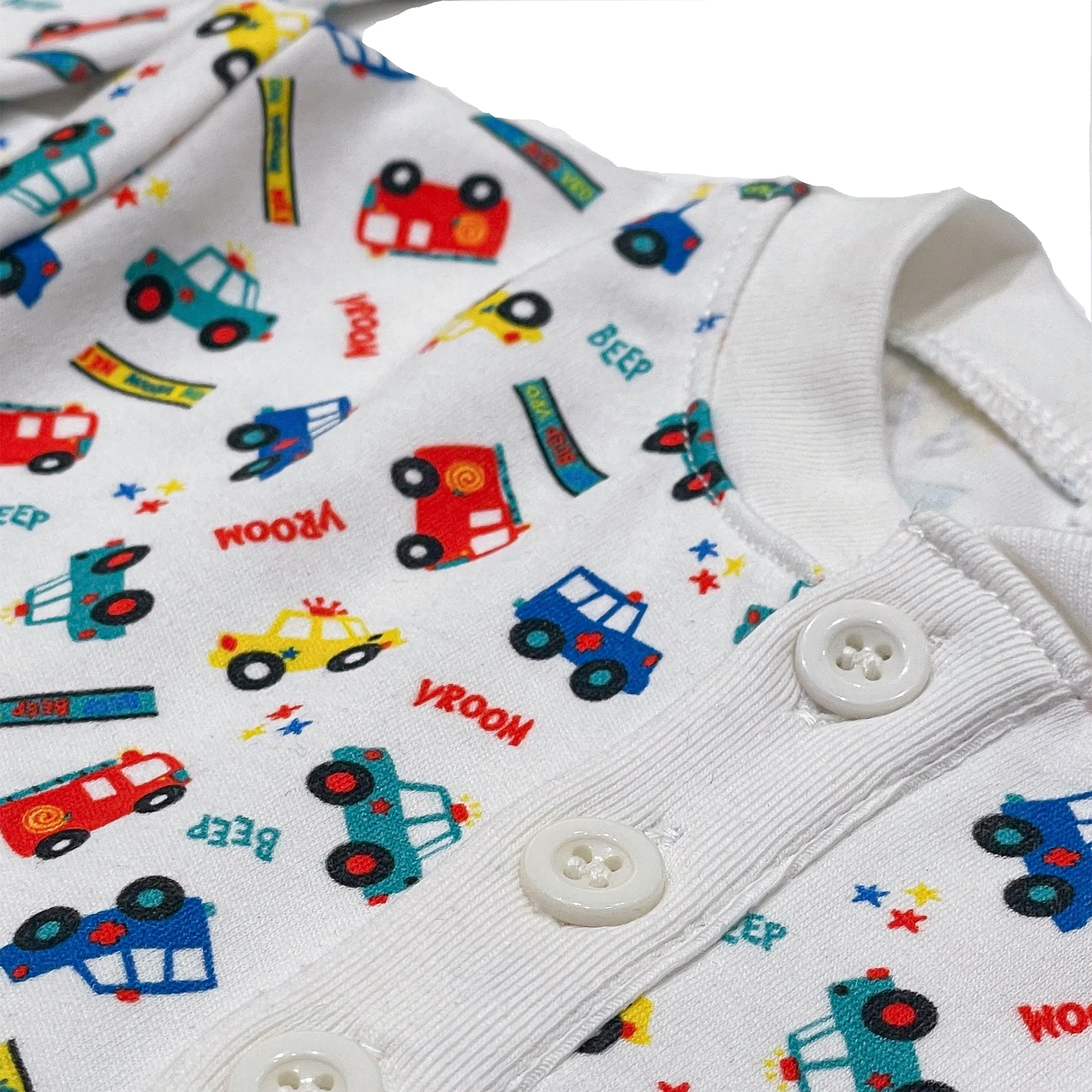 Organic Cotton Two Piece Pajama Set with Cars For Kids