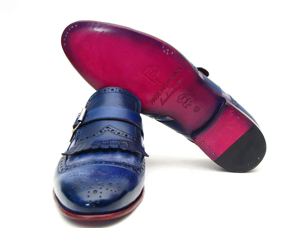 Paul Parkman Shoes Paul Parkman Men's Leather Kiltie Monkstraps in Dual Tone Blue