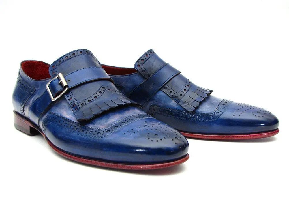 Paul Parkman Shoes Paul Parkman Men's Leather Kiltie Monkstraps in Dual Tone Blue