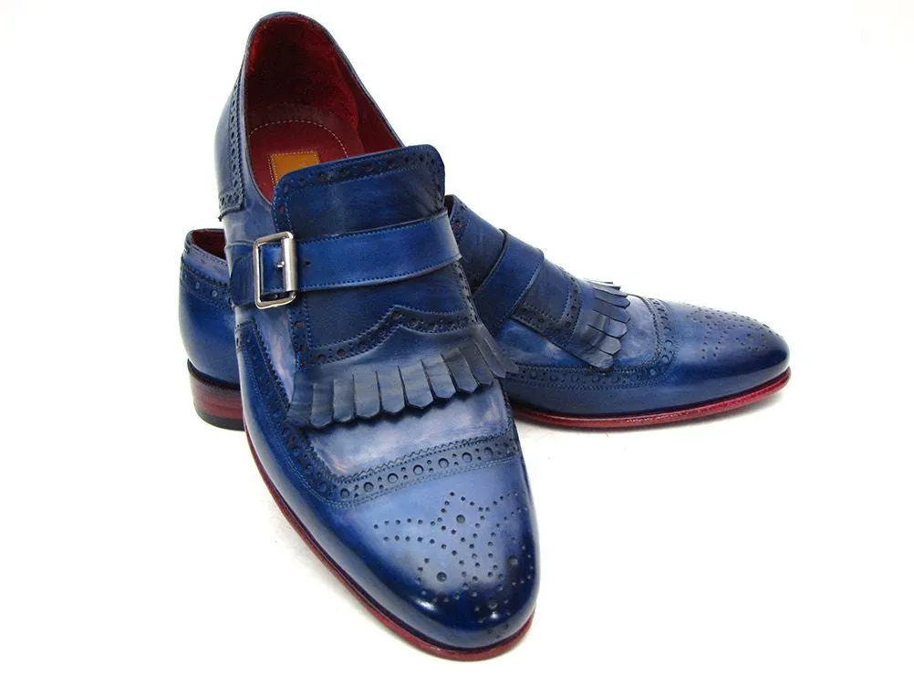 Paul Parkman Shoes Paul Parkman Men's Leather Kiltie Monkstraps in Dual Tone Blue
