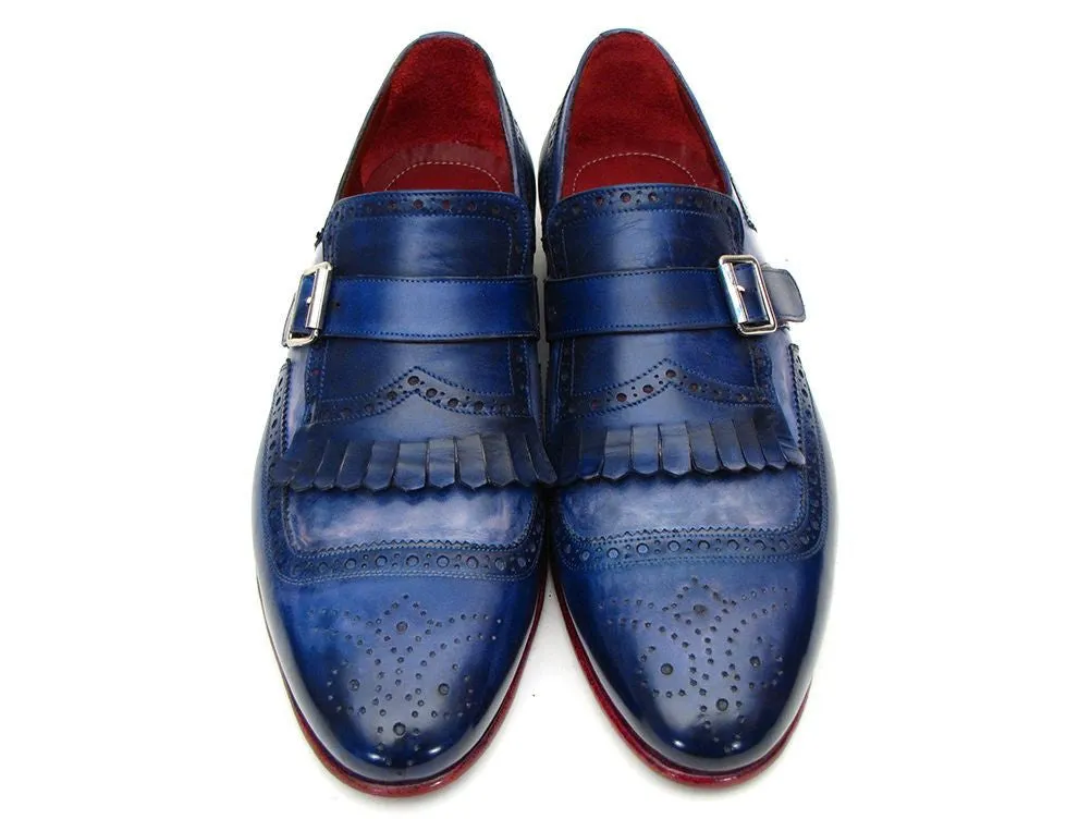 Paul Parkman Shoes Paul Parkman Men's Leather Kiltie Monkstraps in Dual Tone Blue