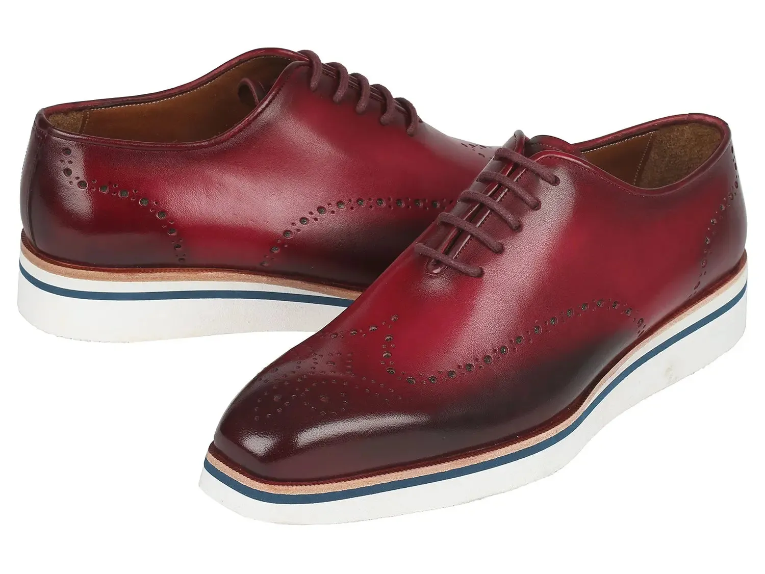 Paul Parkman Shoes Paul Parkman Men's Smart Casual Wingtip Oxfords in Bordeaux