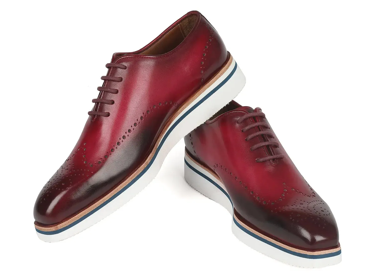 Paul Parkman Shoes Paul Parkman Men's Smart Casual Wingtip Oxfords in Bordeaux