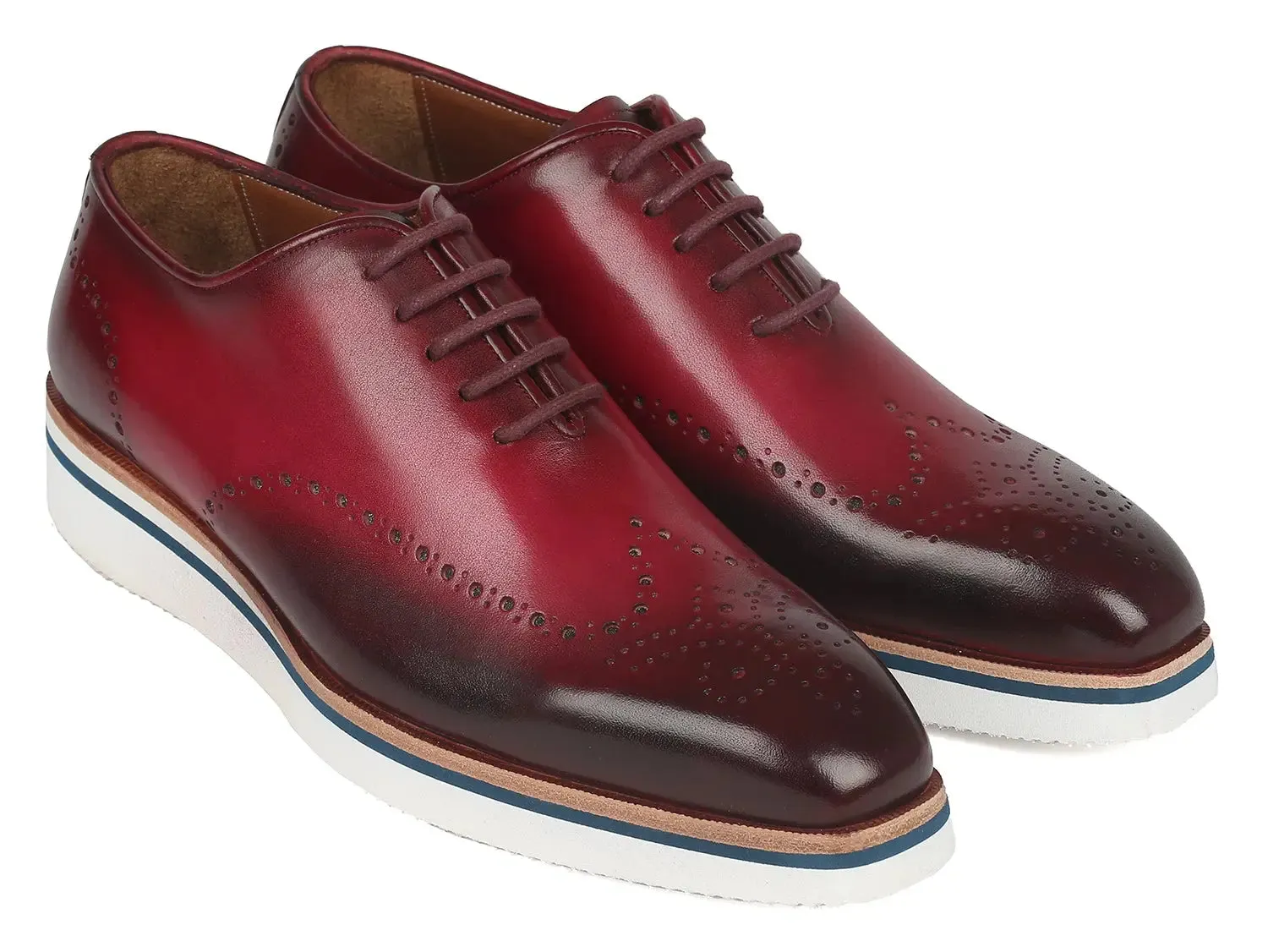 Paul Parkman Shoes Paul Parkman Men's Smart Casual Wingtip Oxfords in Bordeaux