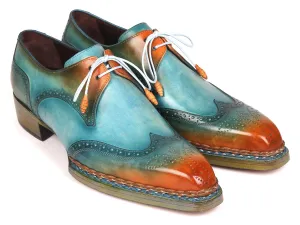Paul Parkman Shoes Paul Parkman Norwegian Welted Wingtip Derby Shoes in Turquoise & Tobacco