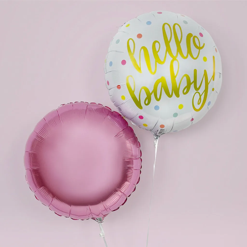 Personalised Little Pink Bunny Hello Baby Balloon Duo
