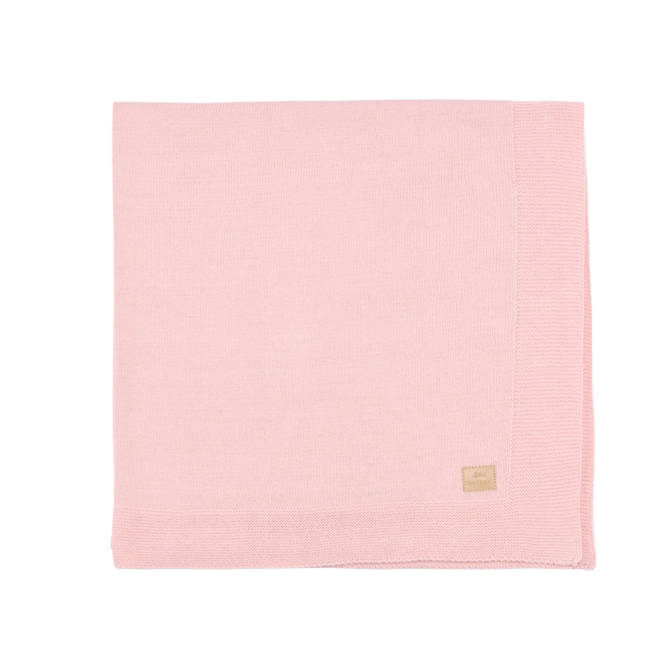 Petit Sweeny | Girls Pink Organic Cotton Knit Blanket Babykids_Bebe-Sweeny