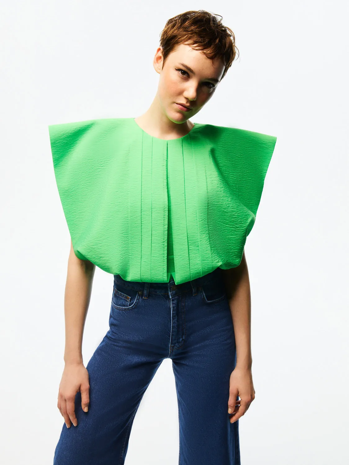 Pleated Green Top