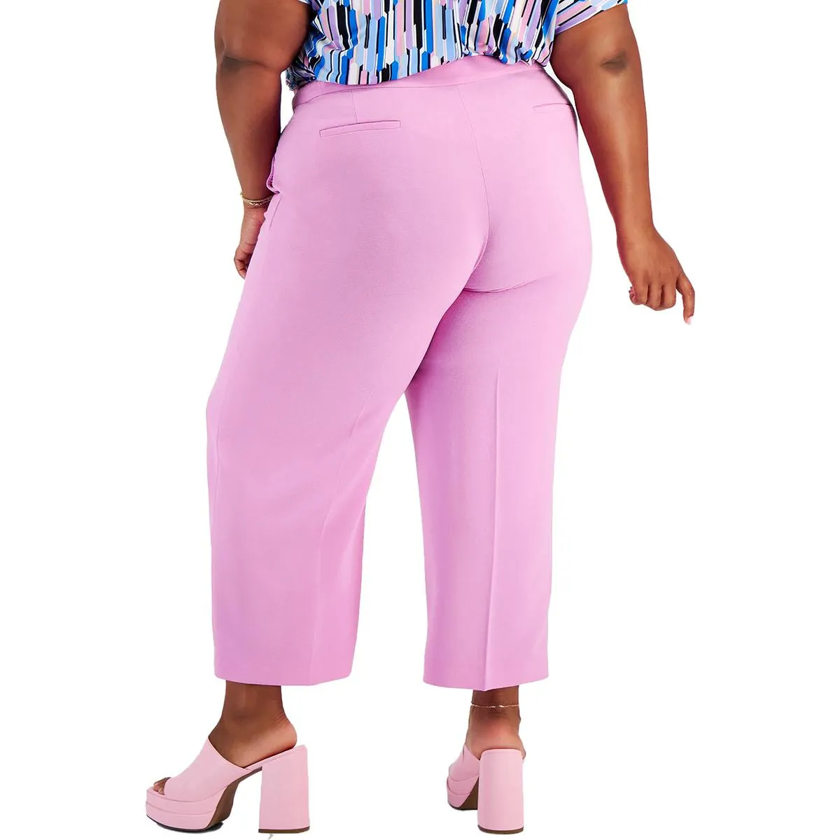 Plus Womens High Rise Stretch Straight Leg Pants