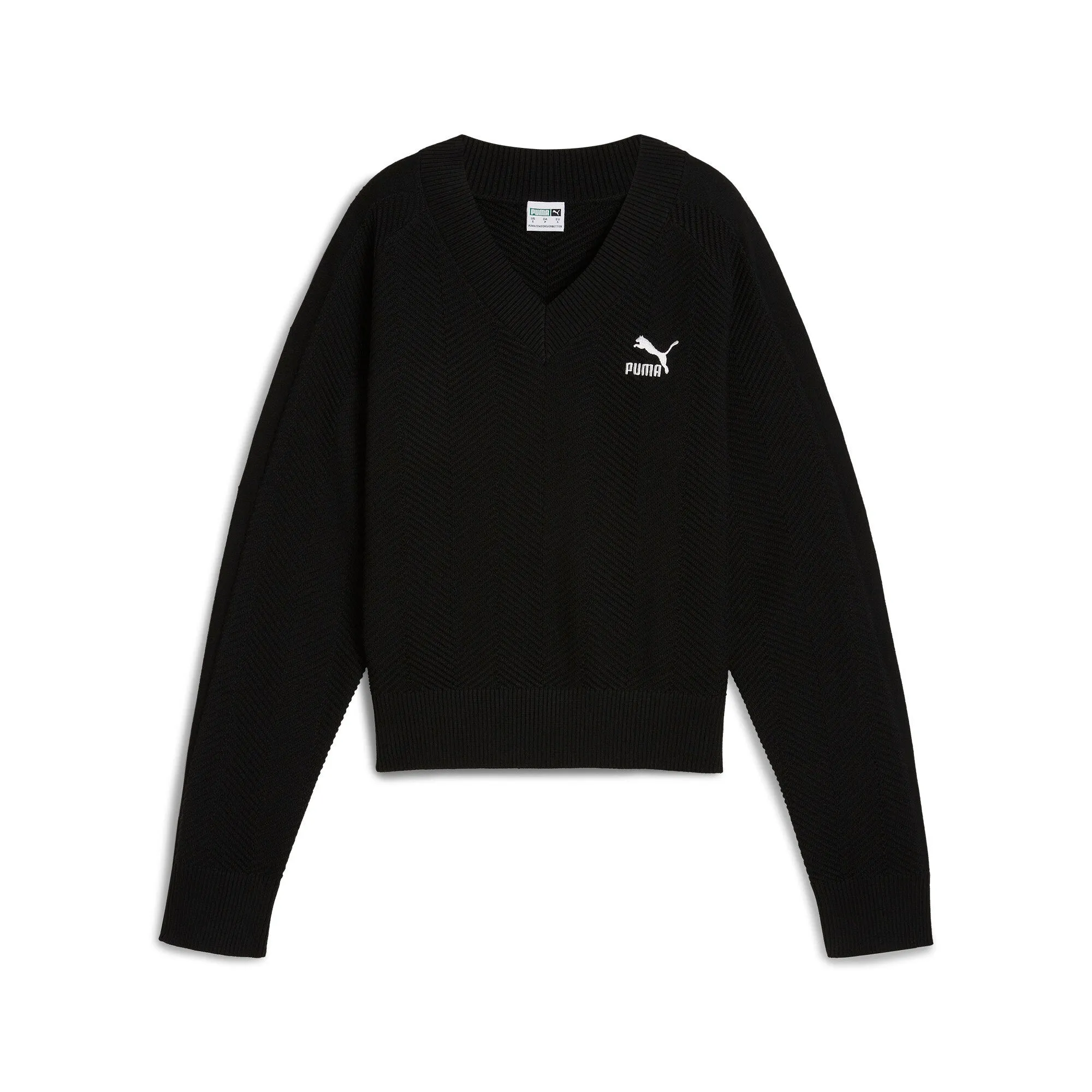 PUMA Women's T7 Knitted V-Neck Crew Women