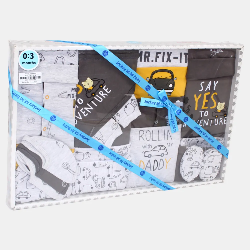 "Rollin' with my Daddy" Baby Boys' Cotton Gift Box - 20 Pcs (0-3m)