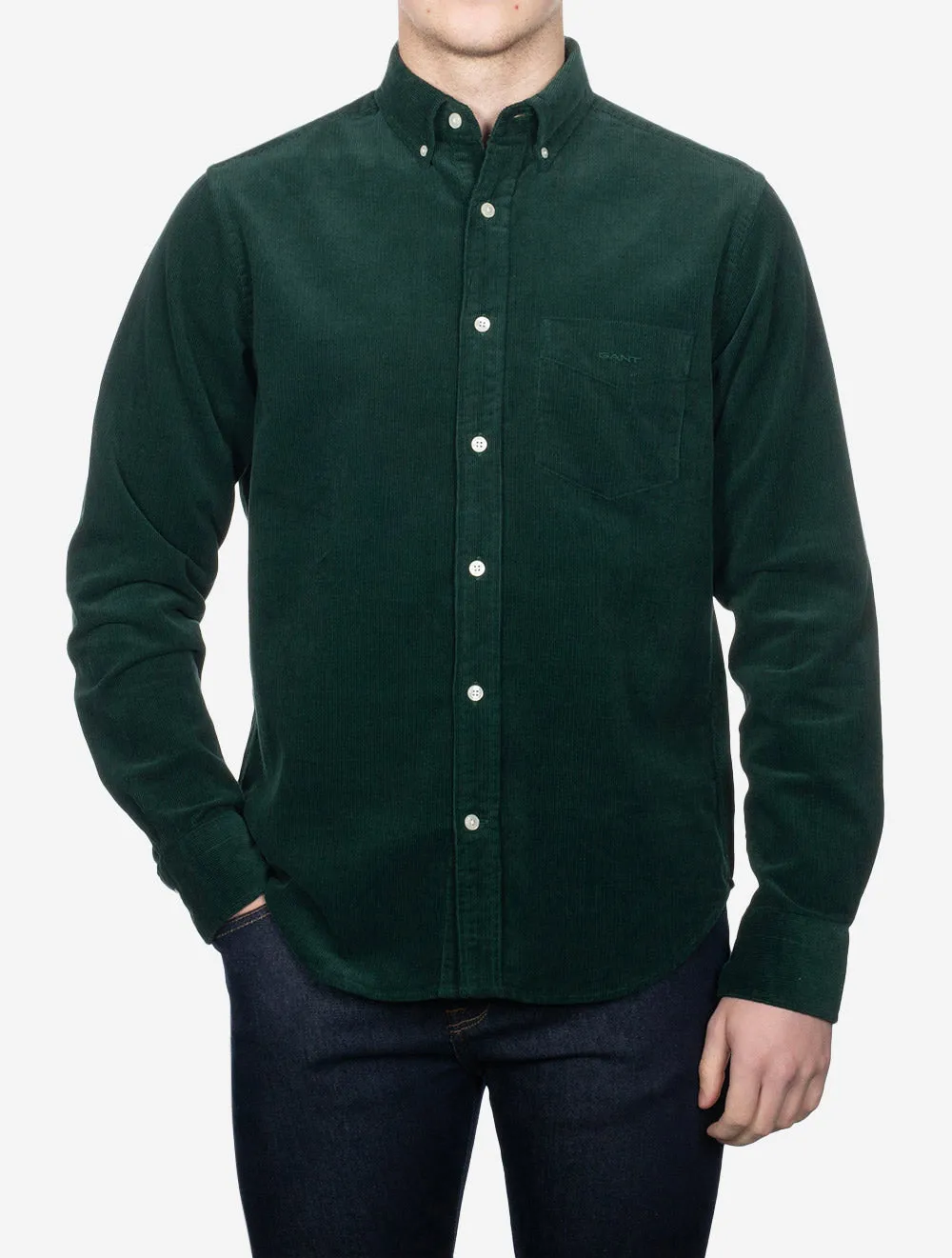 Regular Corduroy Shirt Tartan Green