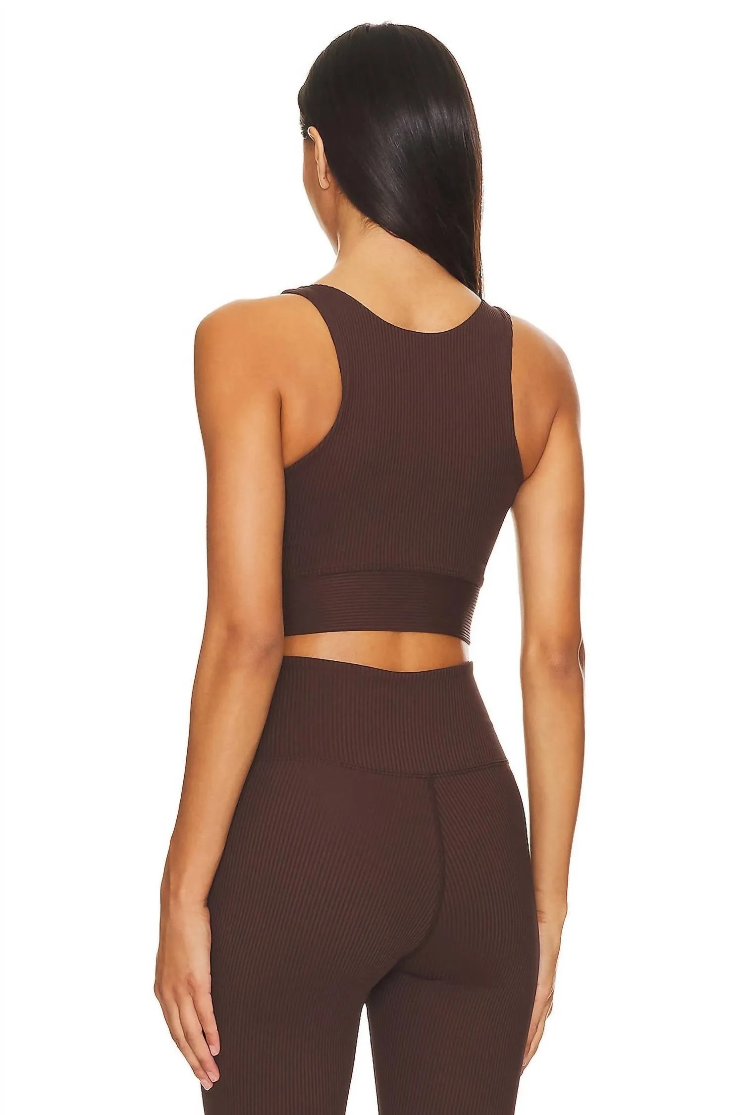 Ribbed Gym Bra In Dark Oak