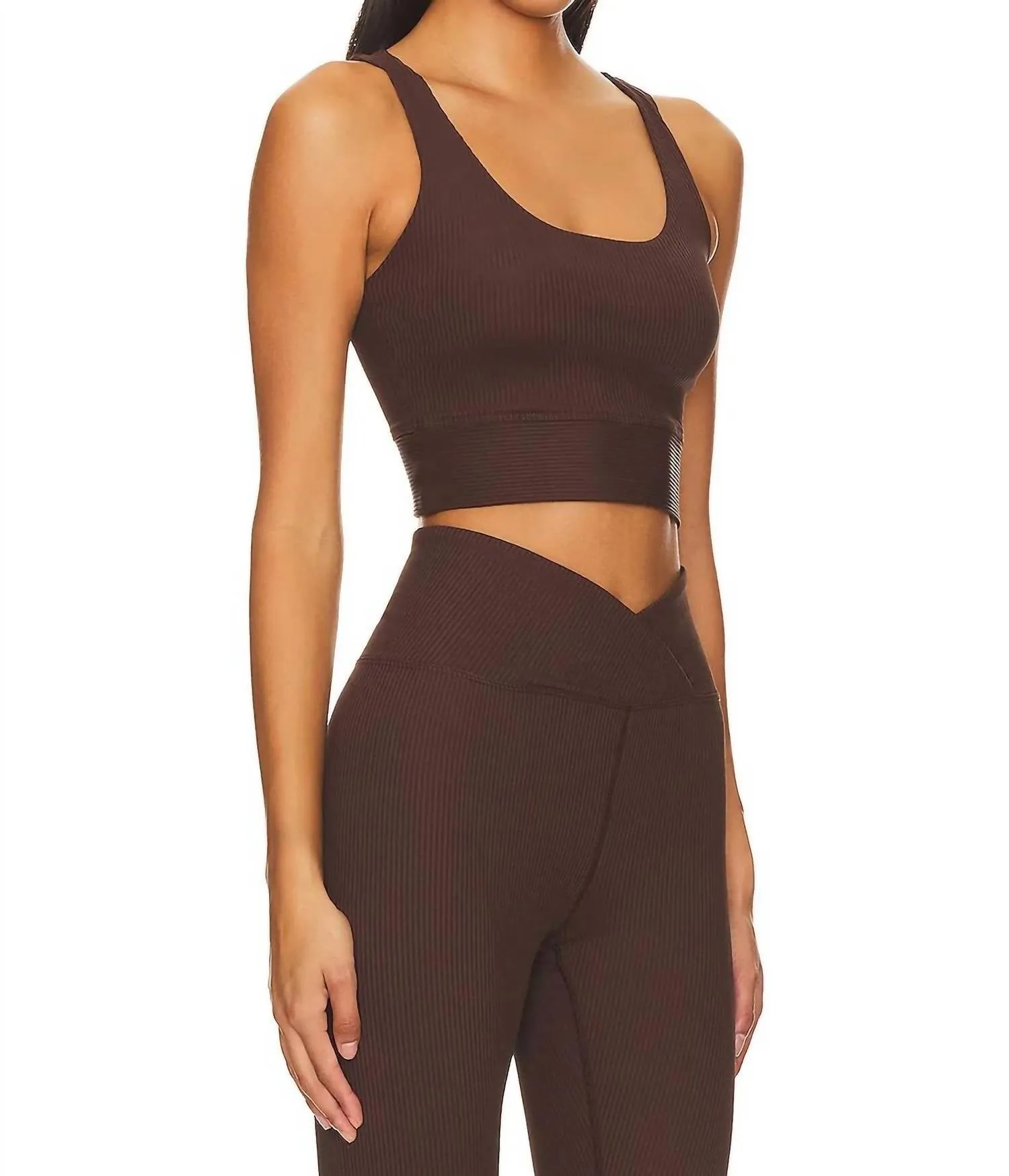 Ribbed Gym Bra In Dark Oak