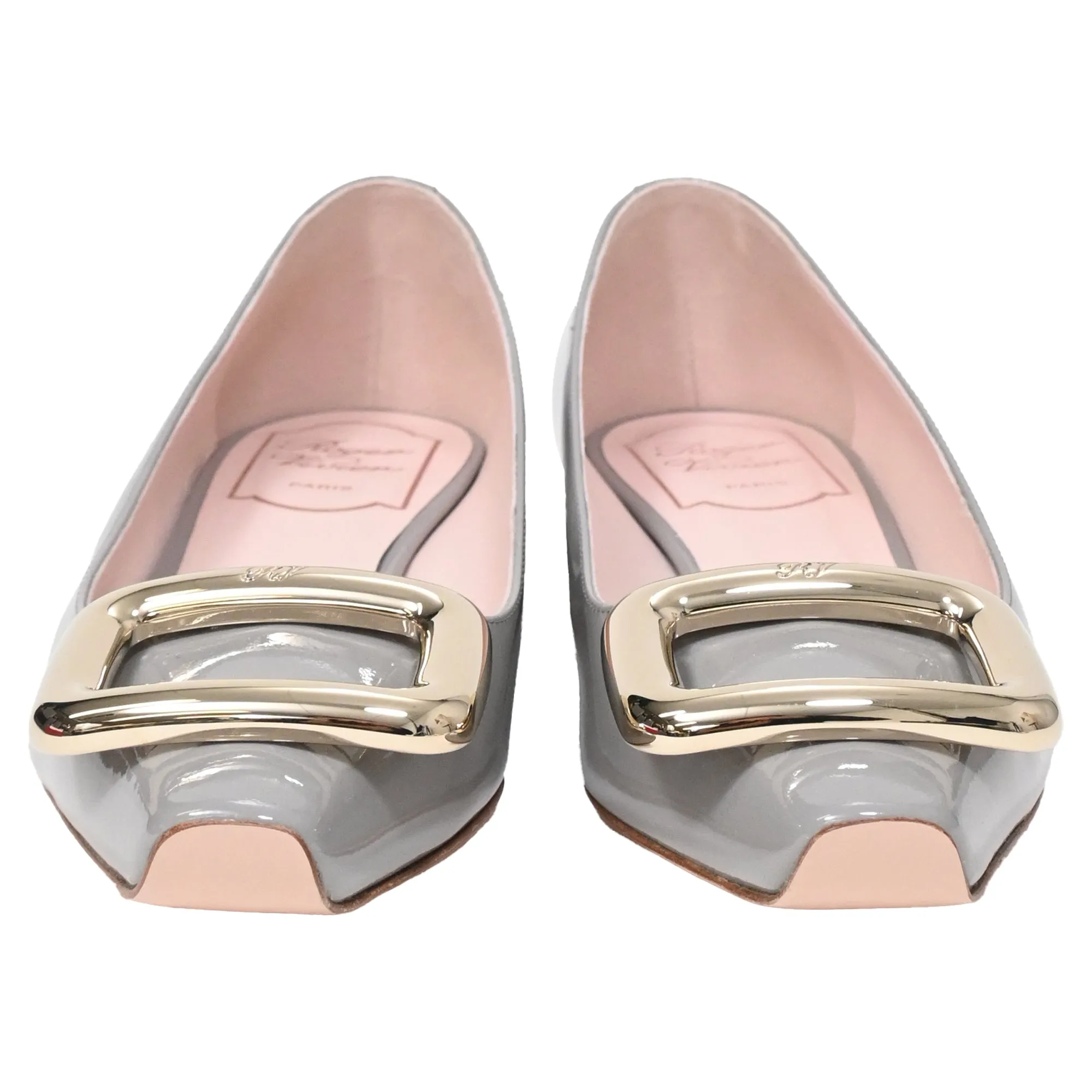 Roger Vivier Viv Choc 20 Ballet Shoes in Grey Patent Leather Shoes_Roger-Vivier