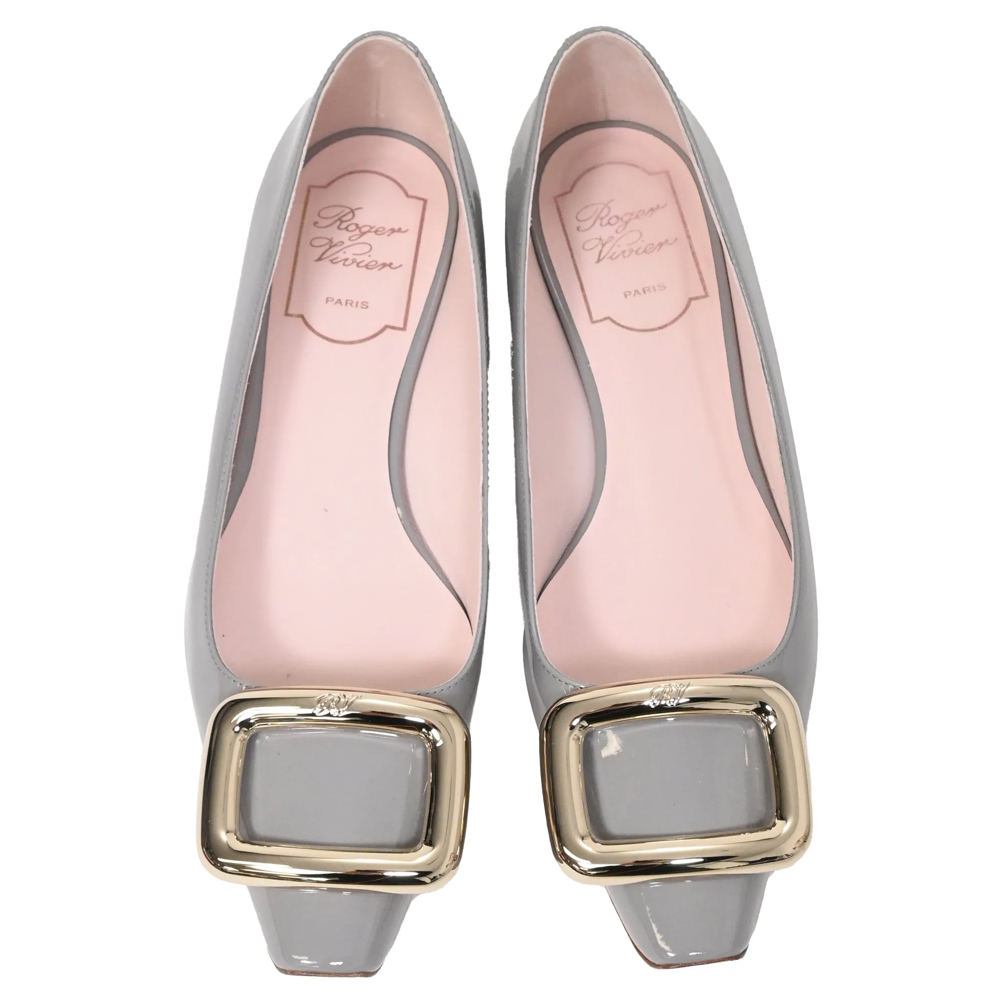 Roger Vivier Viv Choc 20 Ballet Shoes in Grey Patent Leather Shoes_Roger-Vivier