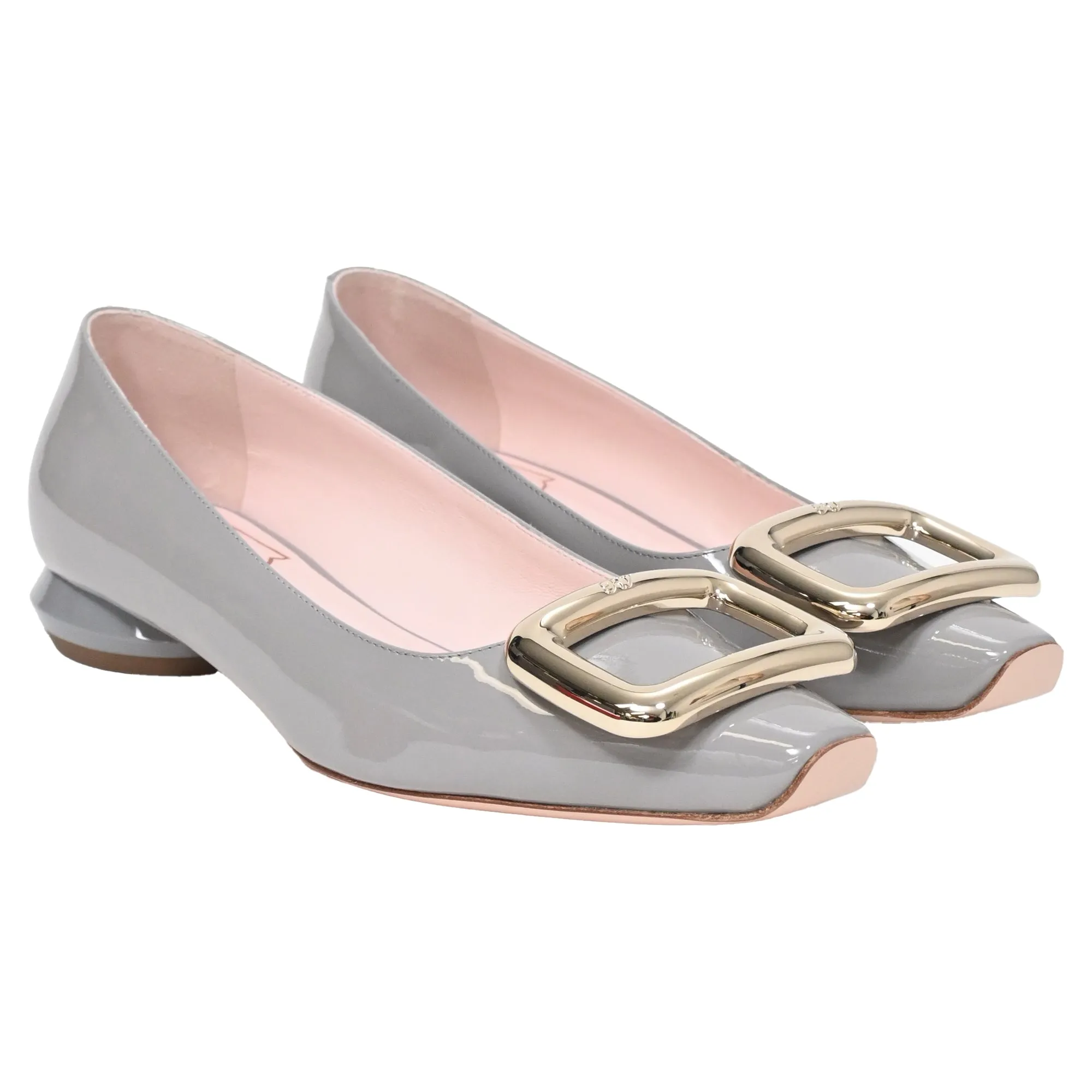 Roger Vivier Viv Choc 20 Ballet Shoes in Grey Patent Leather Shoes_Roger-Vivier