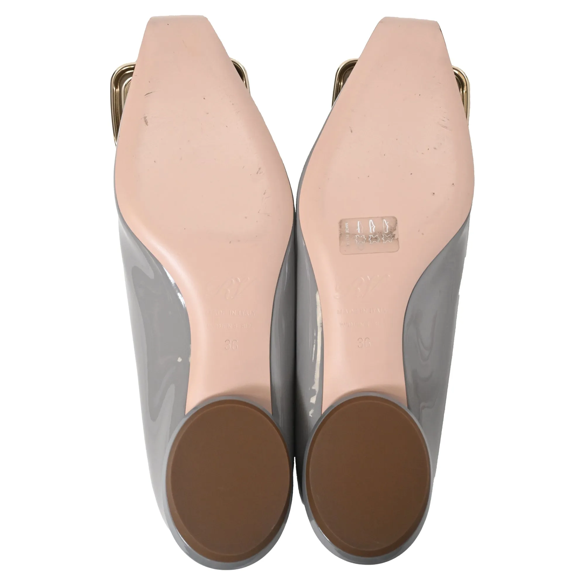 Roger Vivier Viv Choc 20 Ballet Shoes in Grey Patent Leather Shoes_Roger-Vivier